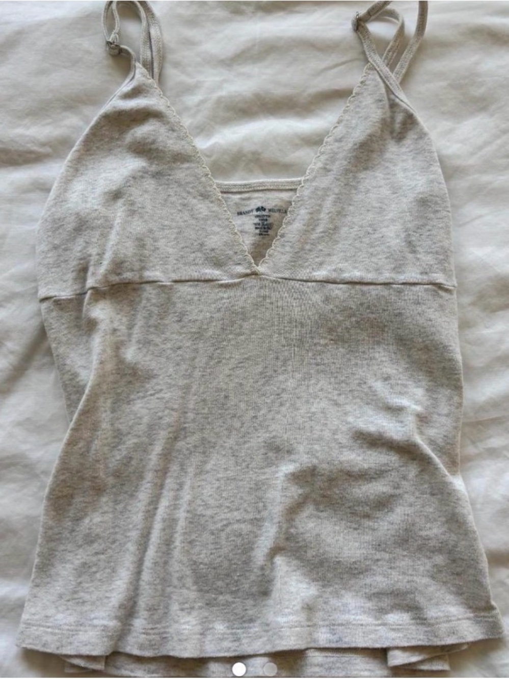Brandy Melville Light Gray V-Neck Ribbed Tank